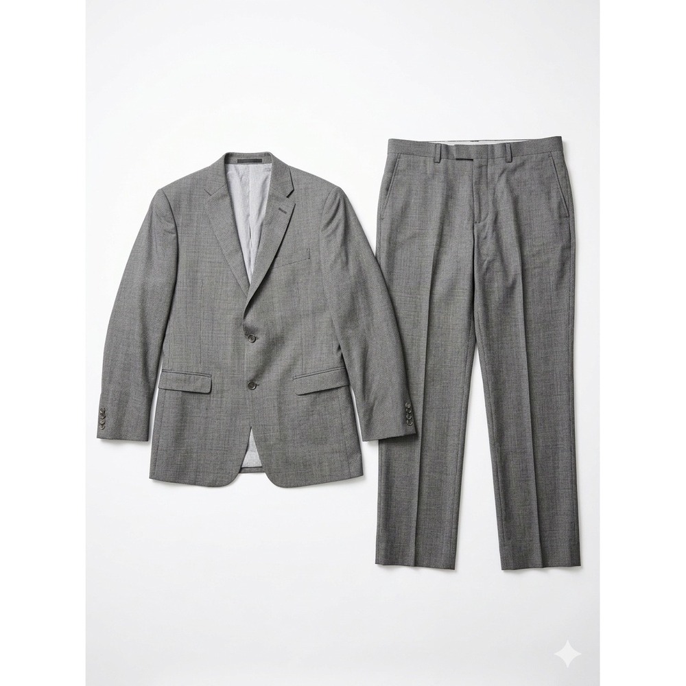 Tommy Hilfiger Suit Men 30R Gray Excellent 100% Wool 2-Button Flat Front